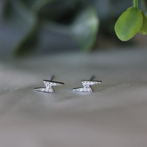 Lightning Stud Earrings Thunder Earrings White Lightning Studs