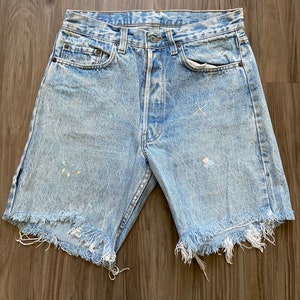 Vintage Levi's 501 Long Cut Off Denim Jean Shorts