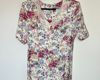 Vestido veraniego vintage con botones y estampado floral de Atina by Karon Crosby, años 80 y 90