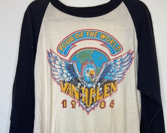 Vintage 1984 Van Halen Tour of The World Baseball Ragland T-Shirt
