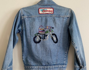 美品即決！LEVI'S® VINTAGE DENIM JACKETS Vintage Levi's 705 Embroidered Chain Stitch Honda Patched