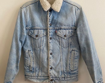 Vintage 1970s Levi's Sherpa Lined Denim Trucker Jacket Made in USA Size ...