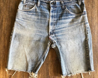 Vintage Levi's Distressed Zipper Fly Cutoff Denim Jean Shorts