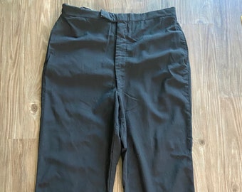 Vintage Trouser Pants with Leather Suspender Patches