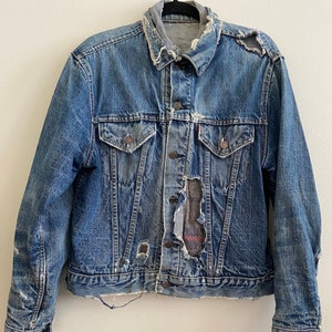 Vintage Big E Levi&#39;s Distressed Blanket Lined 2 Pocket Jacket