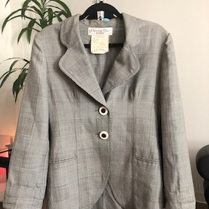 Vintage CHRISTIAN DIOR Plaid Suit Jacket w. Bakelite Buttons