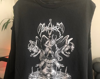 Demoncy &quot;Joined in the Darkness&quot; 1980&#39;s Black Metal Band Graphic Tank