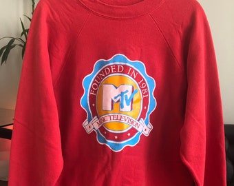 Vintage MTV Music Television Founded in 1981 Crewneck Pullover Sweatshirt
