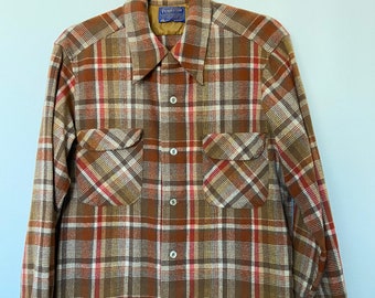 Camisa clásica de franela con botones a cuadros de Pendleton vintage