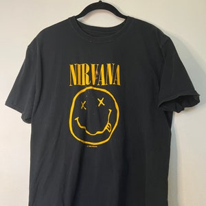 Vintage 1992 Nirvana Smiley Face Distressed T-Shirt