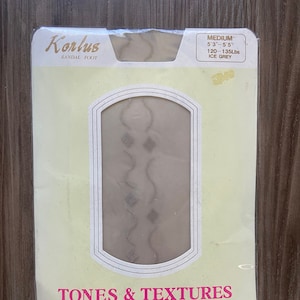 Vintage 1980&#39;s Korlus Textures and Tones Ice Grey Sandal Foot Pantyhose (Deadstock)