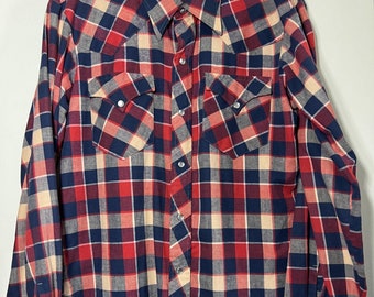 Chemise H Bar C California Ranchwear, années 50-60, perle et boutons-pression à manches longues