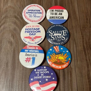 Vintage Assorted Military USA Patriot veteranen Desert Storm Button Pins