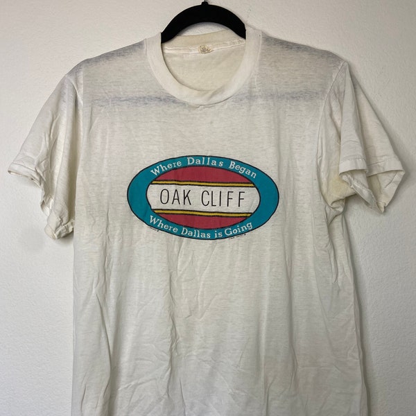 Vintage 1988 Oak Cliff "Where Dallas Began, Where Dallas is Going" Graphic T-Shirt