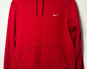 Vintage Red Nike Swish Logo Pullover Hoodie Sweater