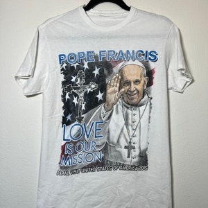 Pope Francis Love is Our Mission United States of America Visit Tour Graphic T-Shirt