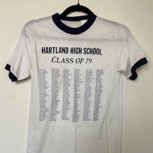 Vintage 1970&#39;s Hartland High School Class of &#39;79 Texas Graduating Class Names Graphic T-Shirt