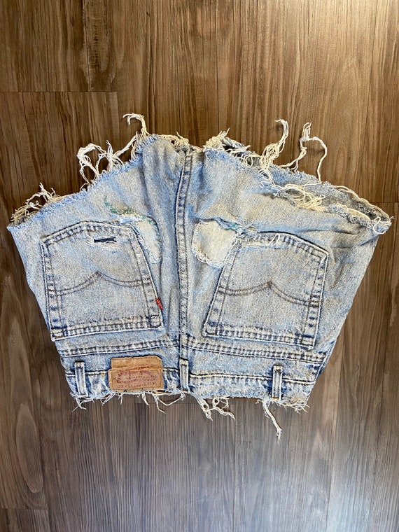 Vintage Levi's Super Stringy Patched Denim Jean S… - image 4