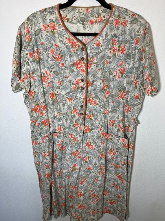 Vintage Floral Print Button Up Shirt Dress - image 2