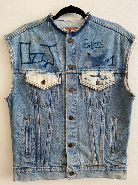 Vintage Levi's Customized Hand Drawn Cutoff Biker