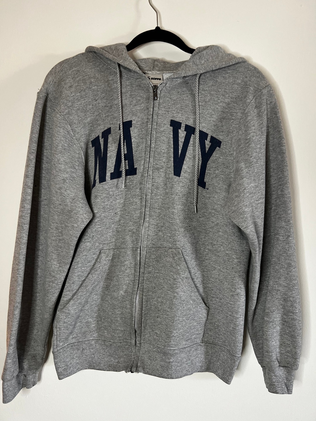 Emilie Navy Hooded Zip Up Sweater