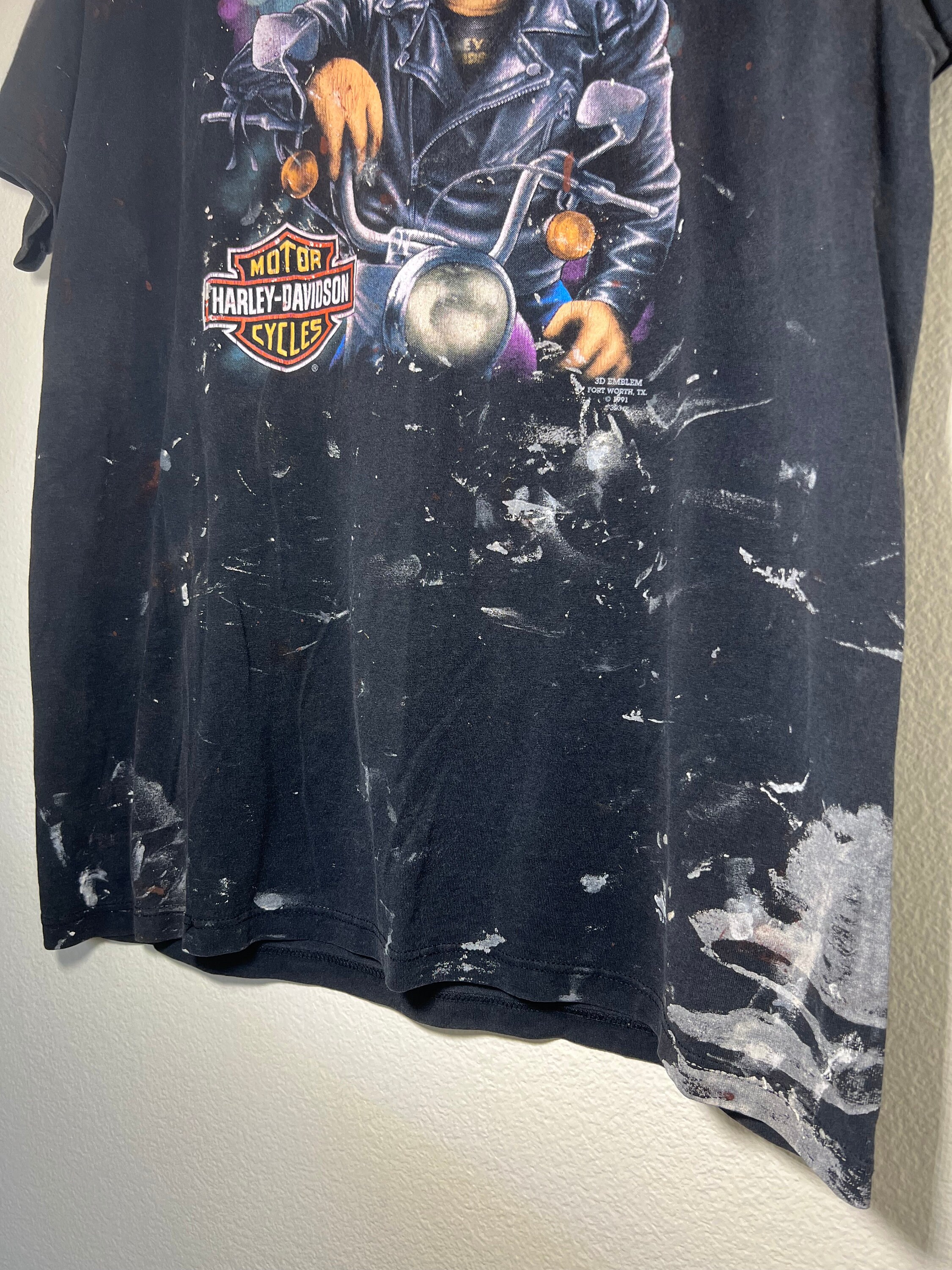 Vintage 1991 Harley Davidson 3D Emblem Las Vegas Graphic T-shirt