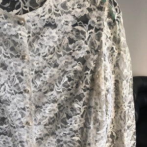 Vintage 1960's-1970's Floral Lace Cover Button Up Dress imagem 4