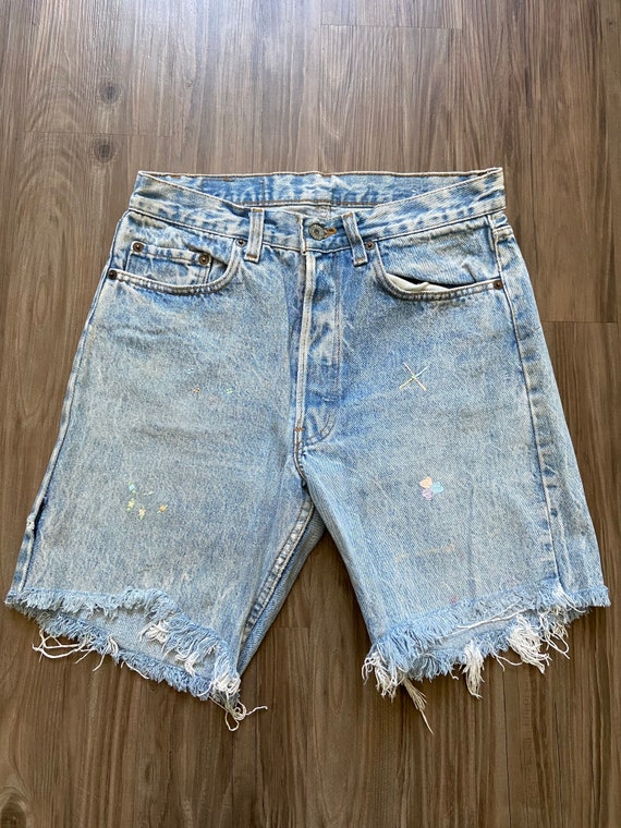 Vintage Levi's 501 Long Cut Off Denim Jean Shorts