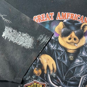 Vintage 1991 3D Emblem The Great American Hog Harley Davidson Las Vegas, NV Graphic T-Shirt