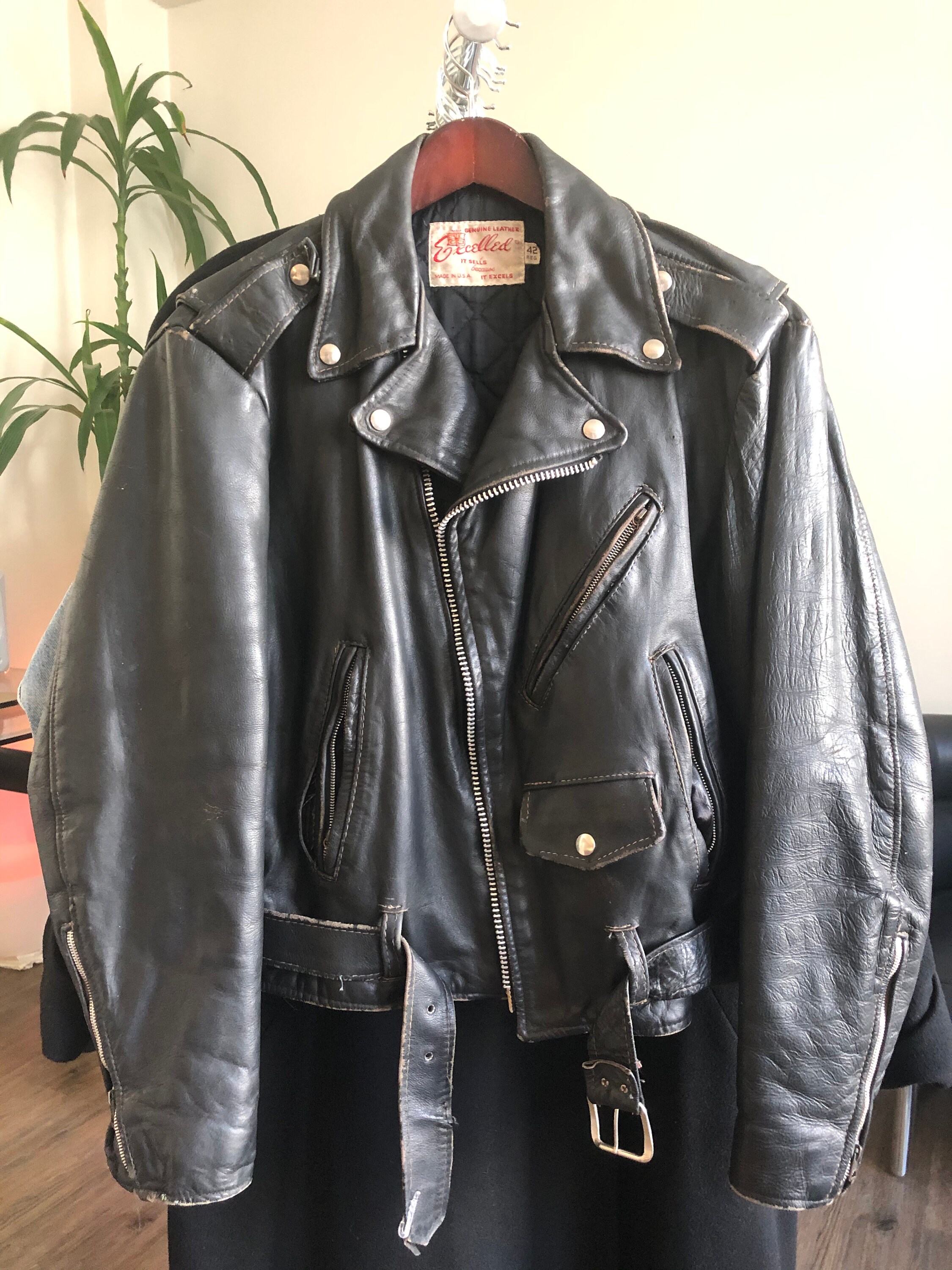 Excelled genuine top leather jacket