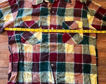 40s50s FRUIT OF THE LOOM コットンチェックシャツ Vintage 1940's Fruit of the Loom Sportswear Colorful Checker