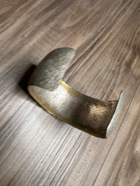 Vintage Silver Pounded Pattern Cuff - image 4