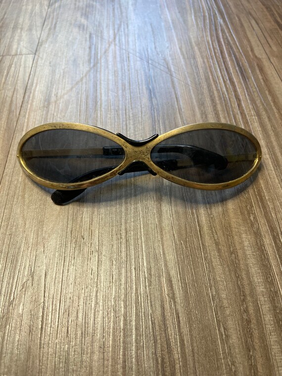 Vintage Modern Italian Black and Gold Sunglasses