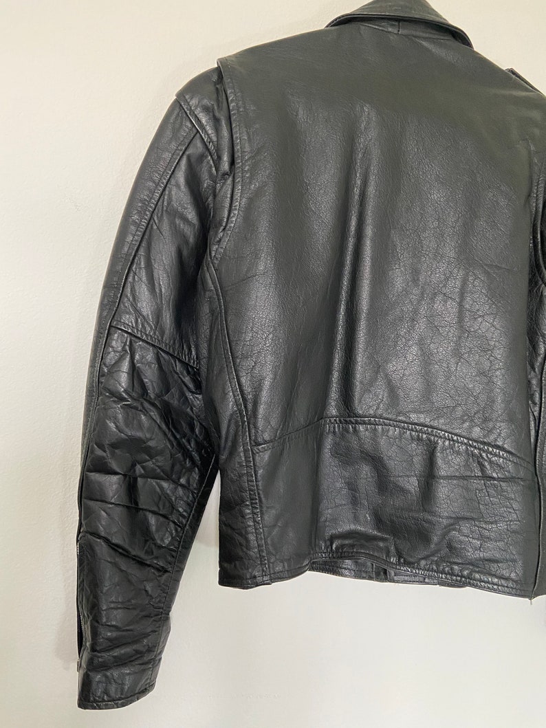 Vintage Leather 2000 Classic Biker Leather Jacket zdjęcie 7