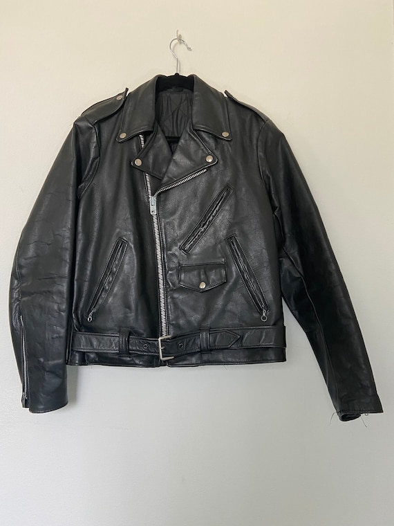 Classic Black Leather Biker Jacket - The Vintage Leather