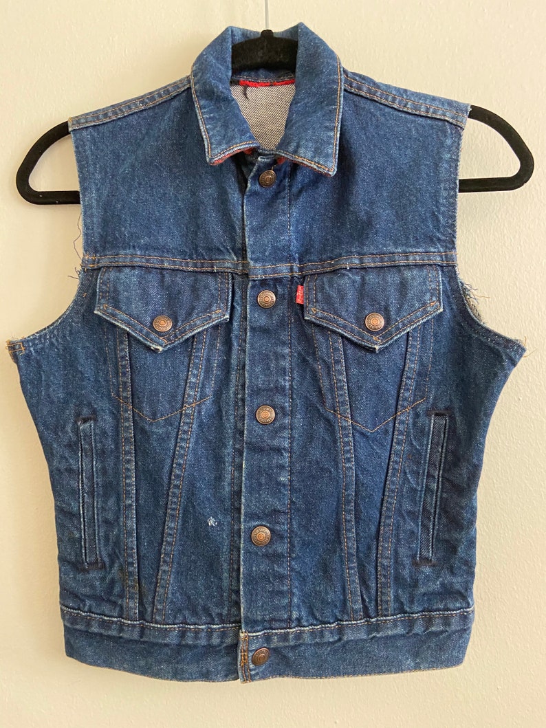 Vintage Levi's 4 Pocket Denim Cutoff Sleeveless Jean Vest Etsy