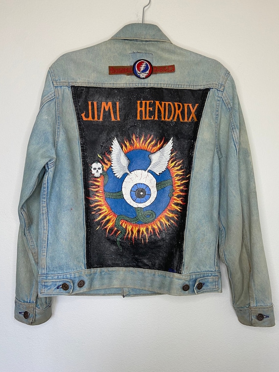 Upcycle Jimi Hendrix Levi's Denim Jacket Purple Haze Men's XXL