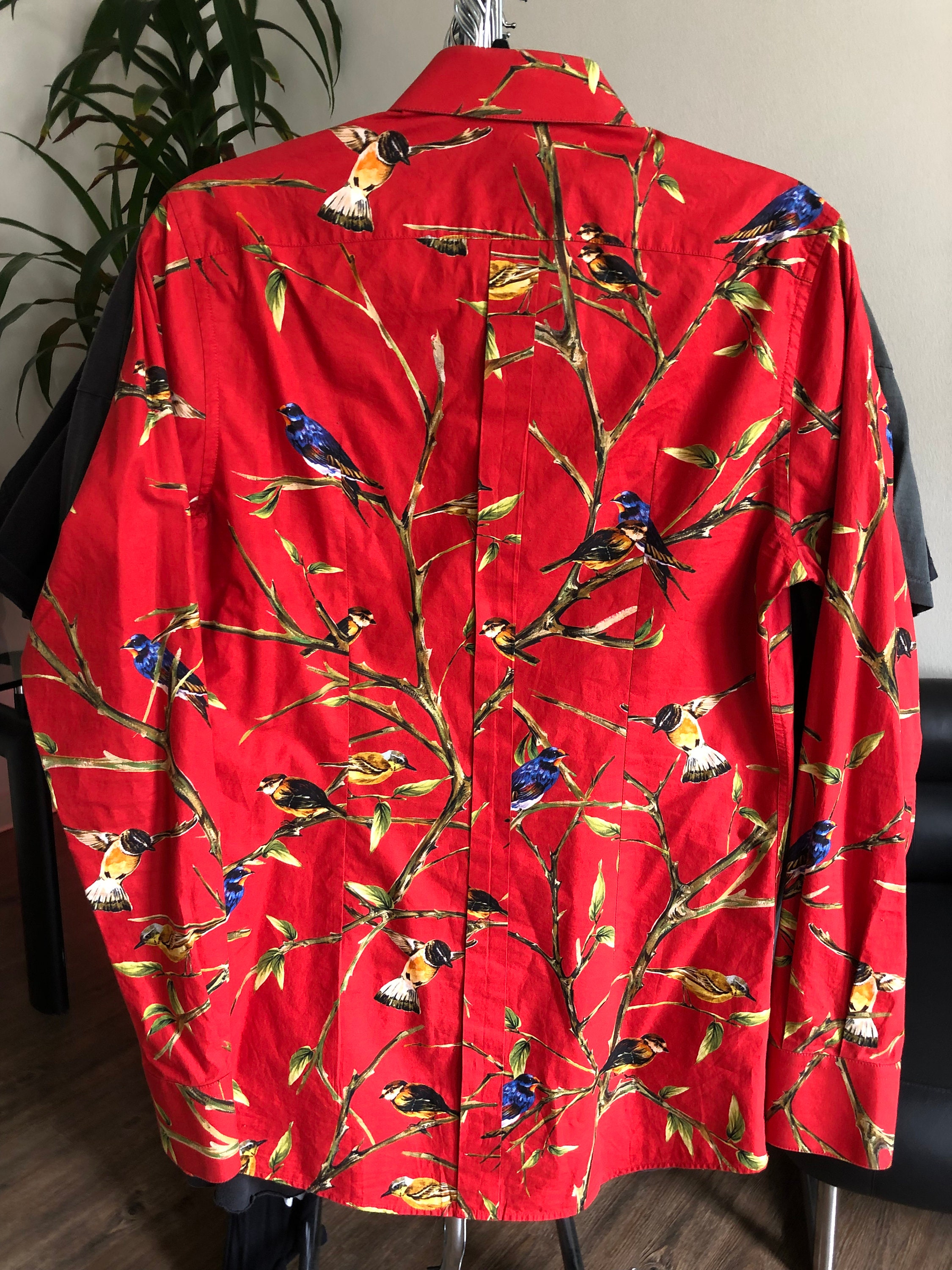Authentic DOLCE & GABBANA Red Bird Print Dress Shirt - Etsy Norway