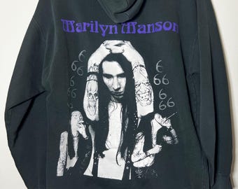 RARE Vintage Marilyn Manson 666 Long Sleeve Hoodie Sweatshirt