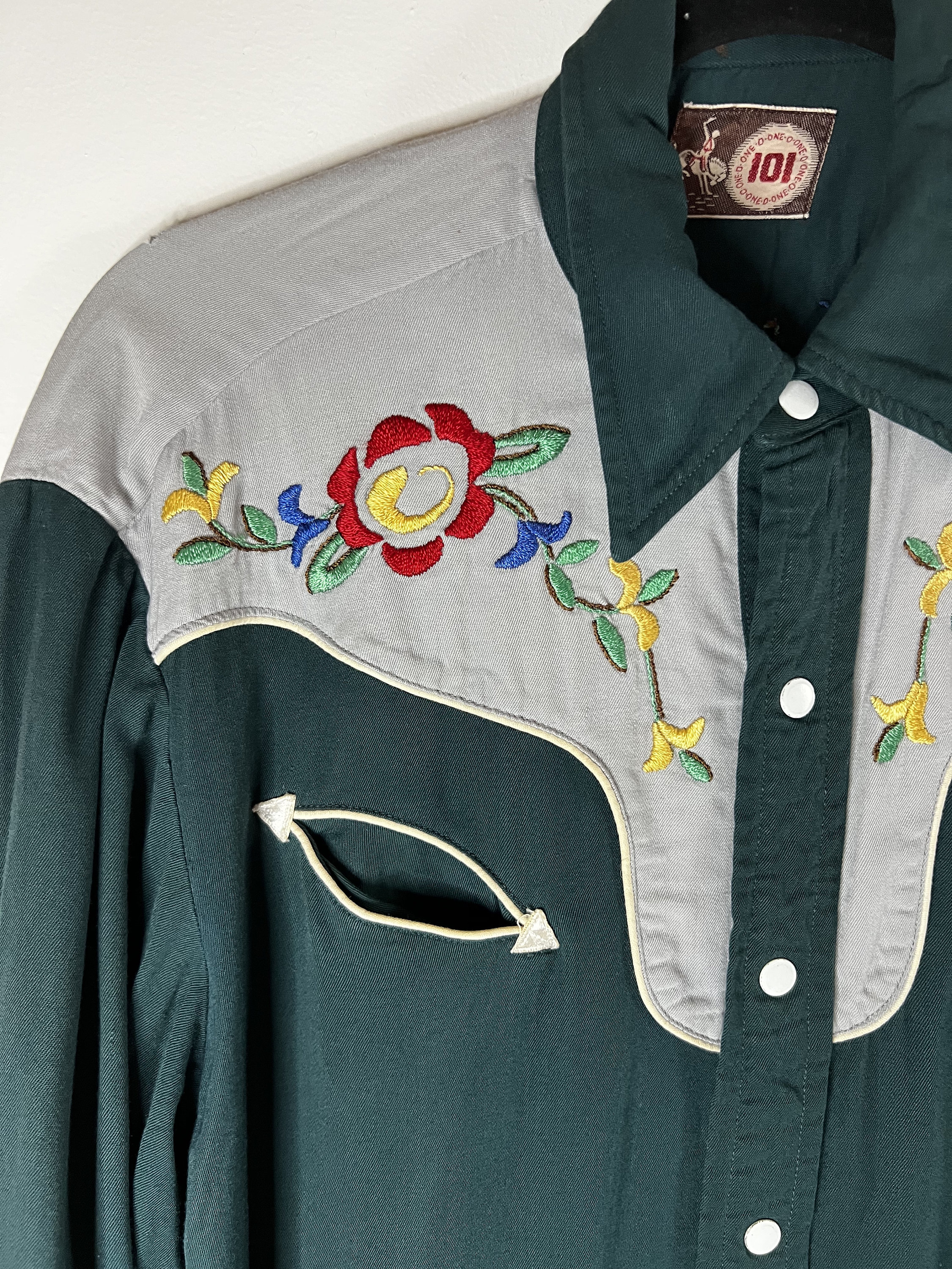 Vintage One O One 101 Western Green Pearl Snap Button up Shirt - Etsy