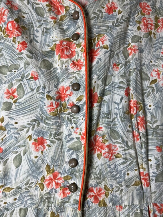 Vintage Floral Print Button Up Shirt Dress - image 5