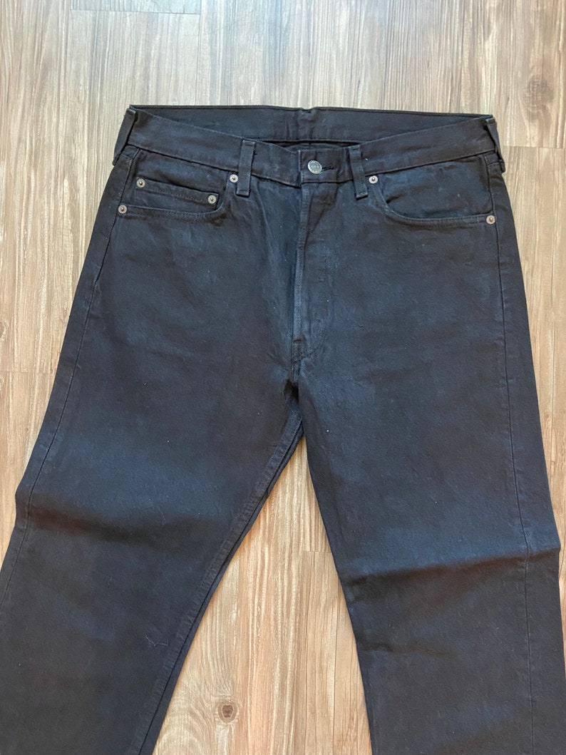 Vintage 501 Dark Black Levi's Denim Jeans image 2