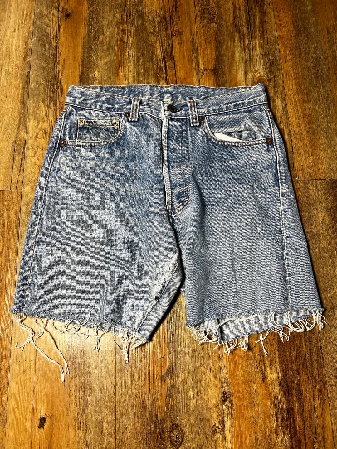 Blue Jean Levis Denim Mid Rise Cut Off Shorts by Levis main image 1