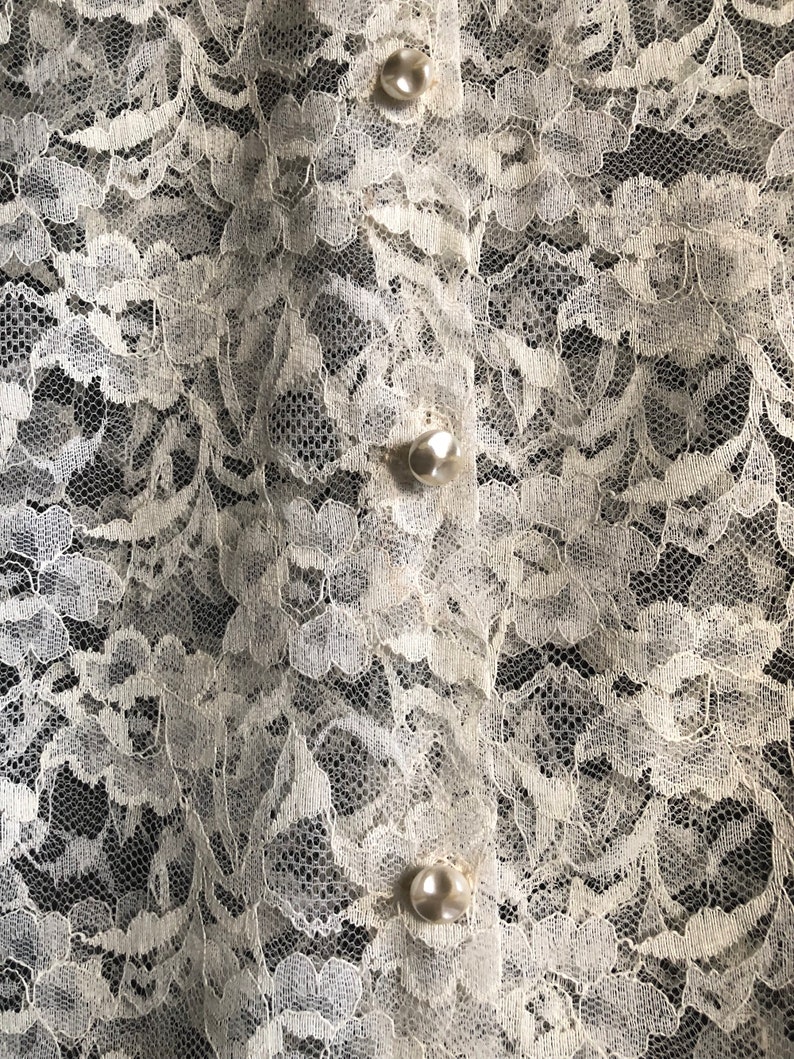 Vintage 1960's-1970's Floral Lace Cover Button Up Dress imagem 3