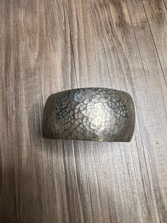 Vintage Silver Pounded Pattern Cuff - image 2