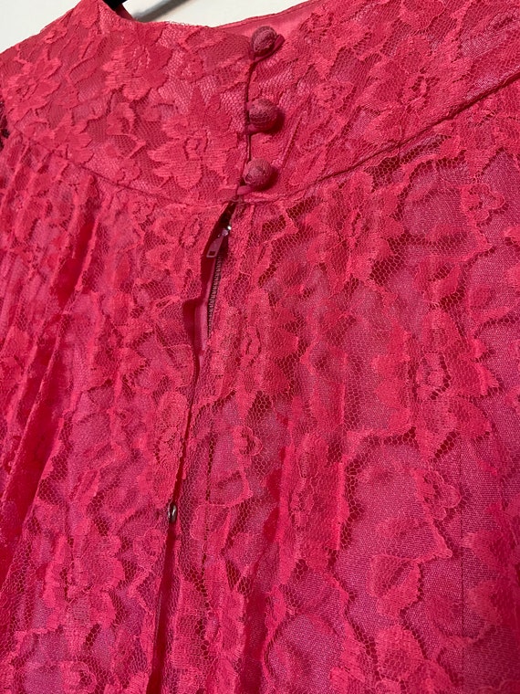 Vintage Lace Hot Pink Party Dress - image 5