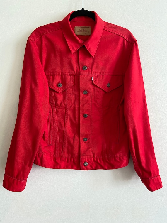 red jean shirt