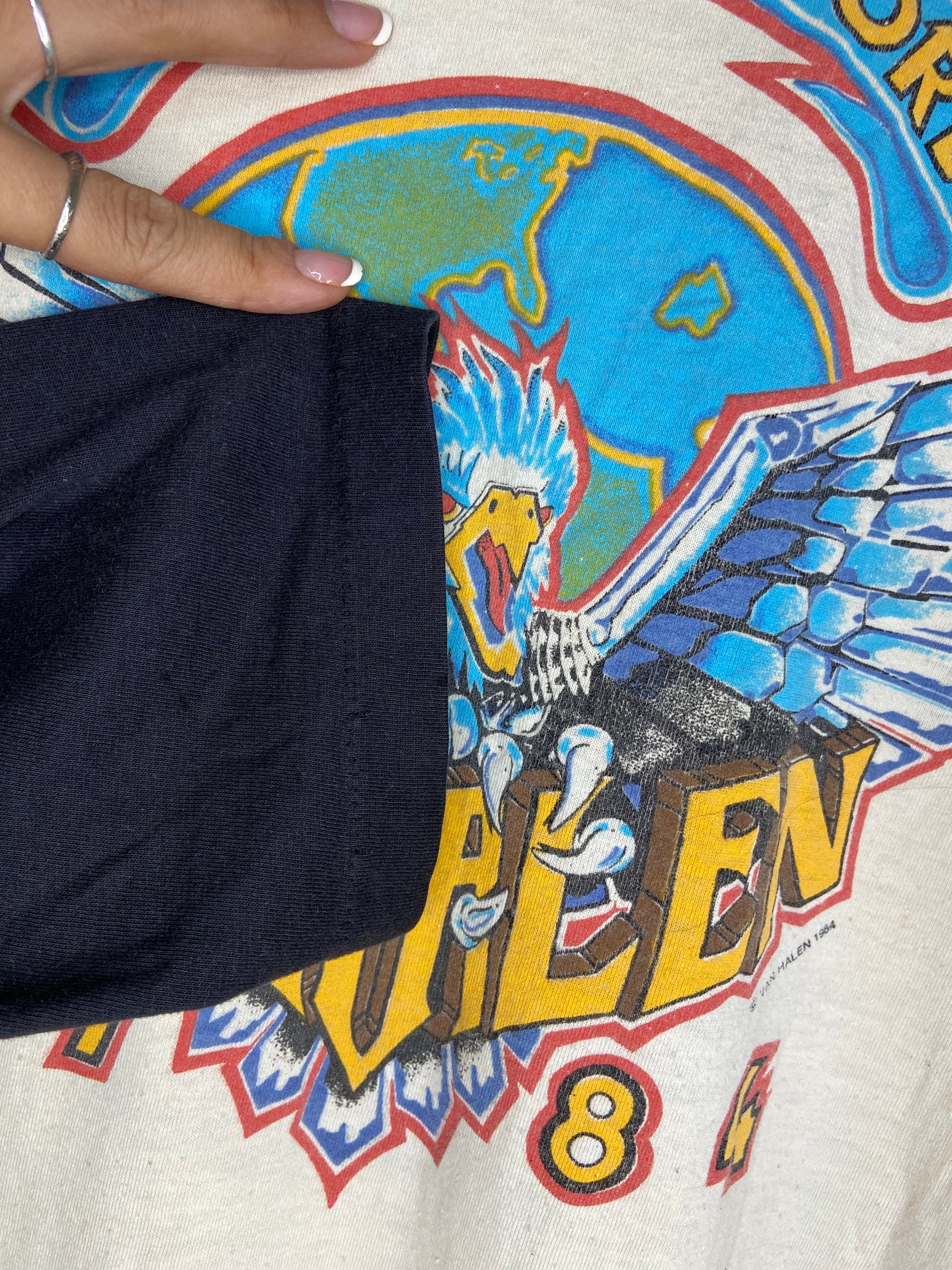 Vintage 1984 Van Halen Tour of the World Baseball Ragland T Vintage 1984 Van Halen Tour of the World Baseball Ragland T