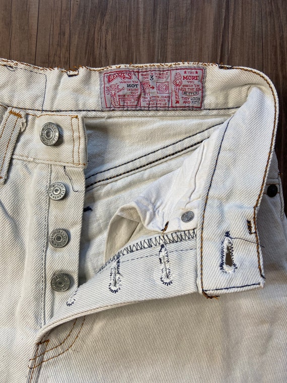 Vintage Levi's White Shrink to Fit Cut Off Denim … - image 2