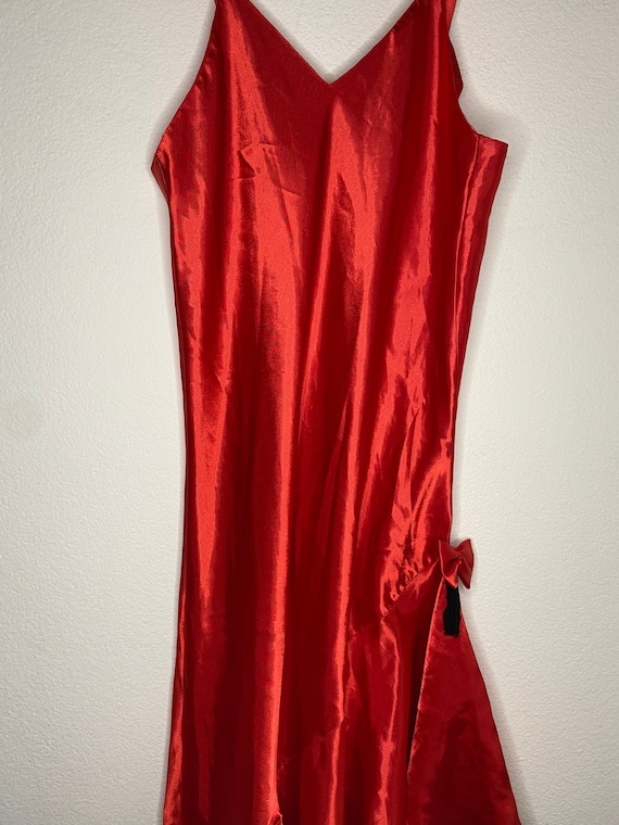 Vintage 1980's Sedu Red Silky Negligee Nightgown